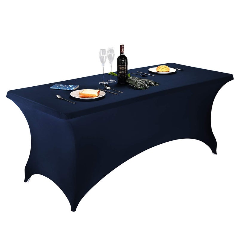 LZY Spandex Fitted Stretch Table Cover for 6 ft or 4ft or 8ft Folding Table, Rectangular Cocktail Tablecloth, Perfect for Party or Banquet - Image 1